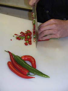 Chef Cutting Chillies